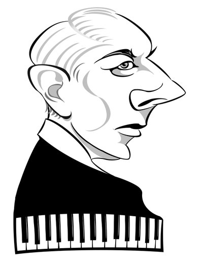 Bela Bartok, Hungarian composer and pianist; caricature by Neale Osborne